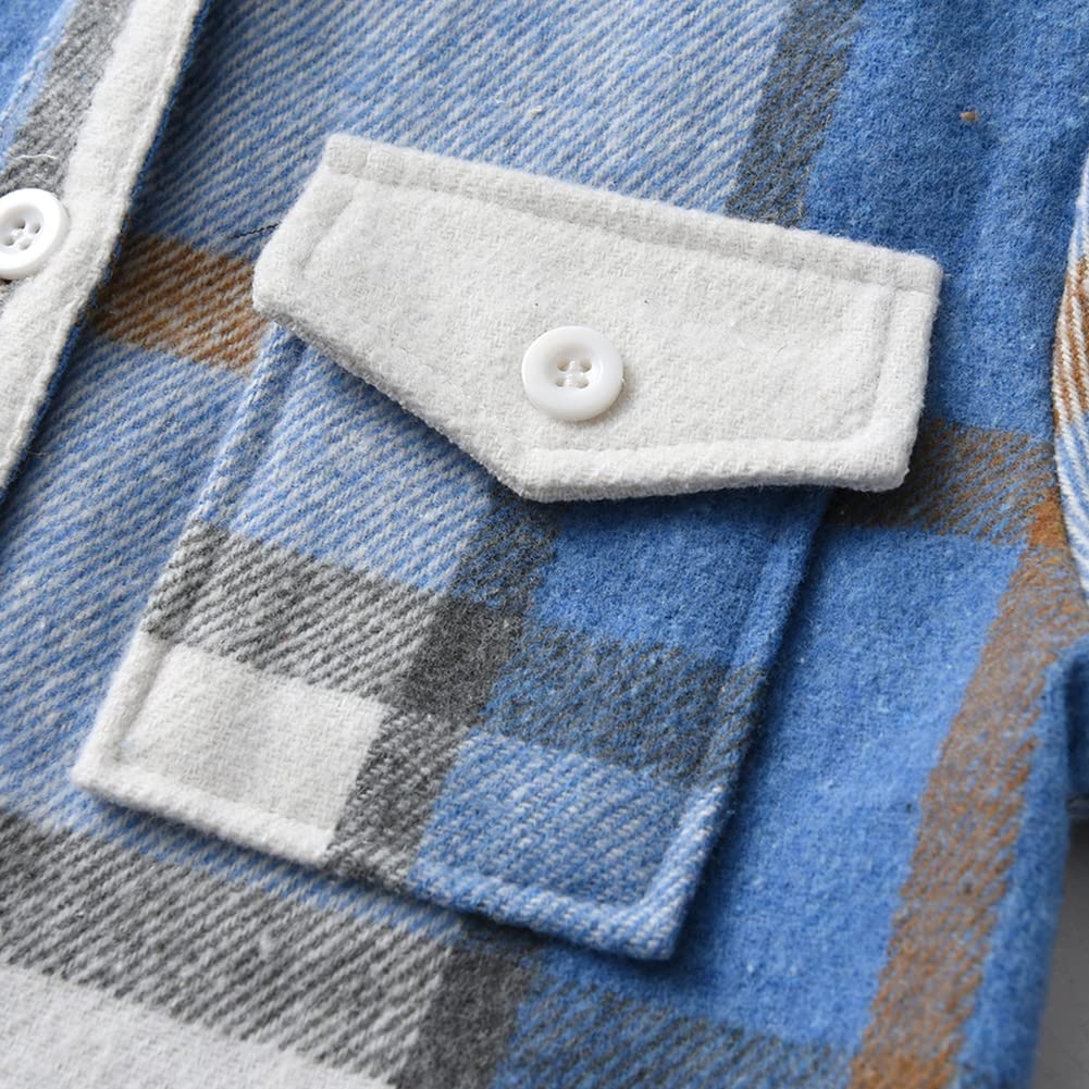Manteau Enfant Garçon Veste Fille à Capuche Blouson Mi-saison de Chemise à Carreaux à Manches Longues