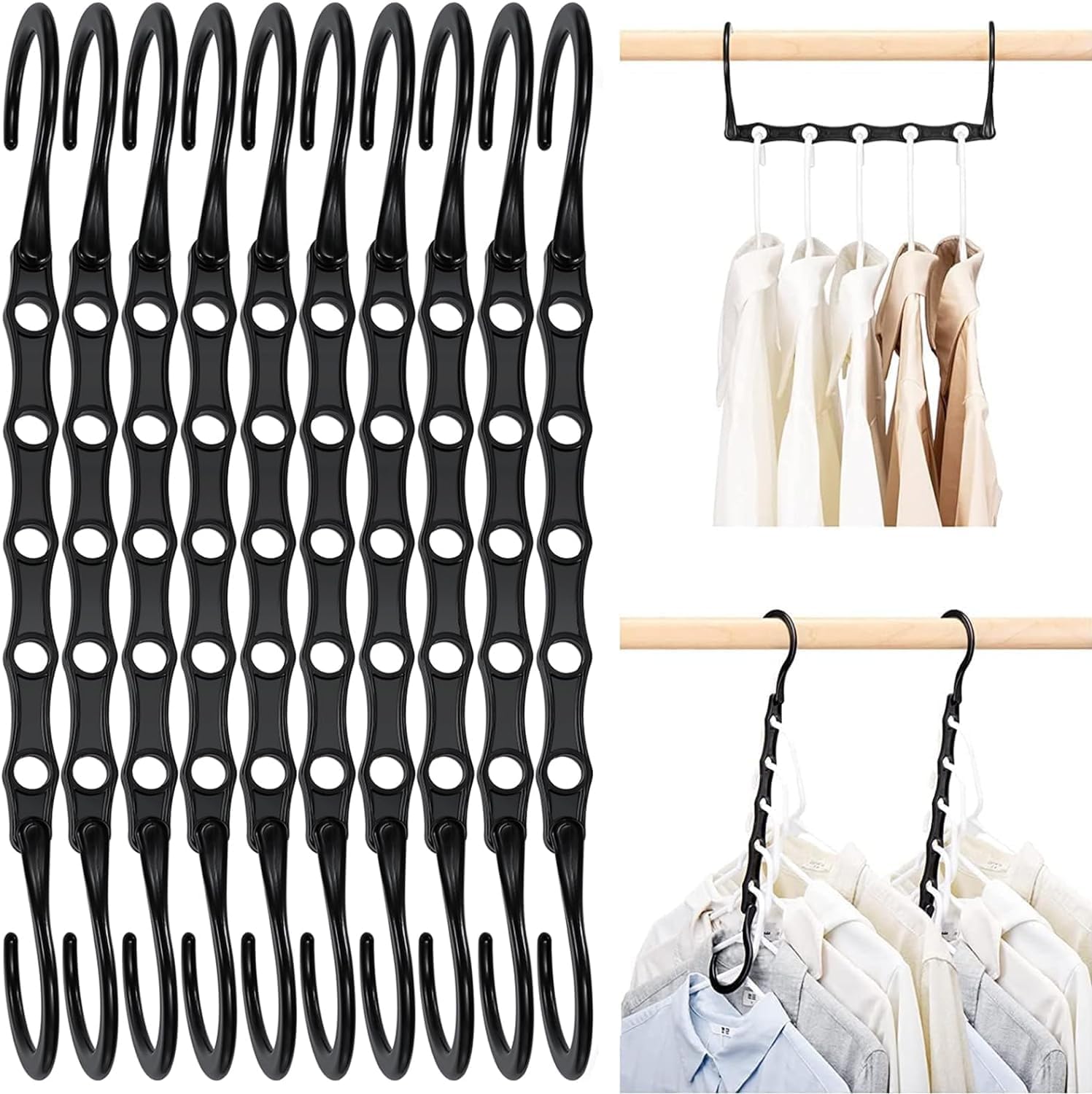 Magic Hangers Space Saver 20 Pack Closet Organizer Multi Hangers-White