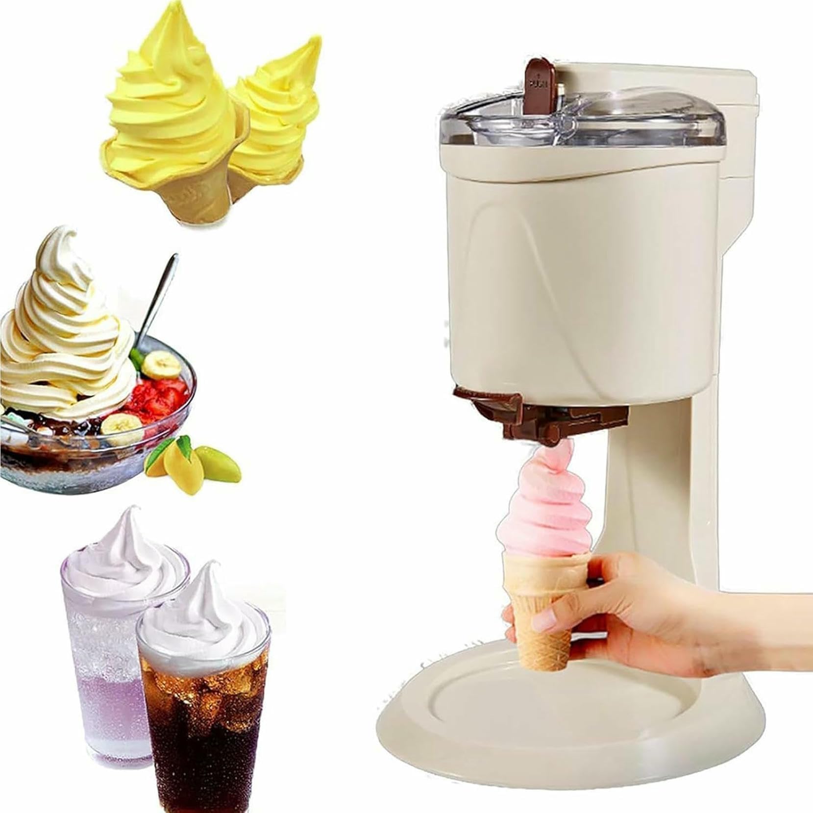 Máquina de Helados de Servicio Suave automático 10 min congelación rápida para postres de Fruta saludables Máquina de Yogur congelado portátil Diseño Compacto Fácil Limpieza