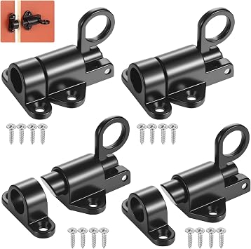 4 Pcs Security Automatic Spring Latch Locks, Door Spring Bolt Latches, BlackSpring Door Latch for Window Catch Shed Doors Cabinet Wooden Doors Gates Loft Hatch Catch