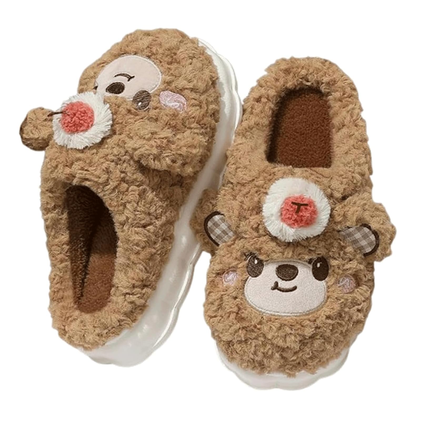 Genérico Pantuflas De Algodón con Estampado Animal, Cálidas Y Antideslizantes, De Felpa Suave, Aptas para Uso En Interiores Y Exteriores, Regalo Ideal para Otoño E Invierno (Brown 36 EU)