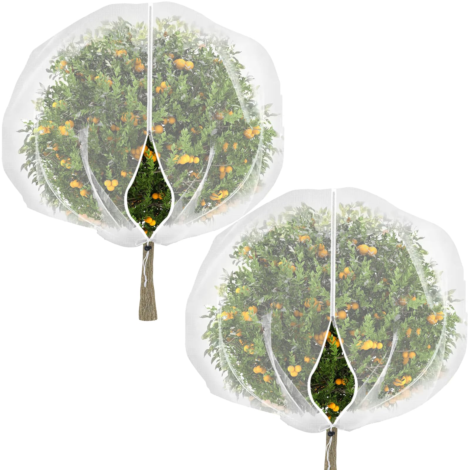 LHNNDM 1 Pack 2.4 x 2.4M Insect Netting Bag with Zipper and Drawstring, Blueberry Bushes Cover Mesh Garden Plant Netting Bags for Protecting Fruit Plants from Insects, Birds, and Other Animals. (2)