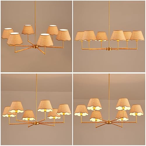 Miniatura 7 de Lámpara colgante de ratán bohemio de 39 pulgadas, 6 luces, lámpara colgante industrial rústica, grande, ajustable, accesorios de iluminación para