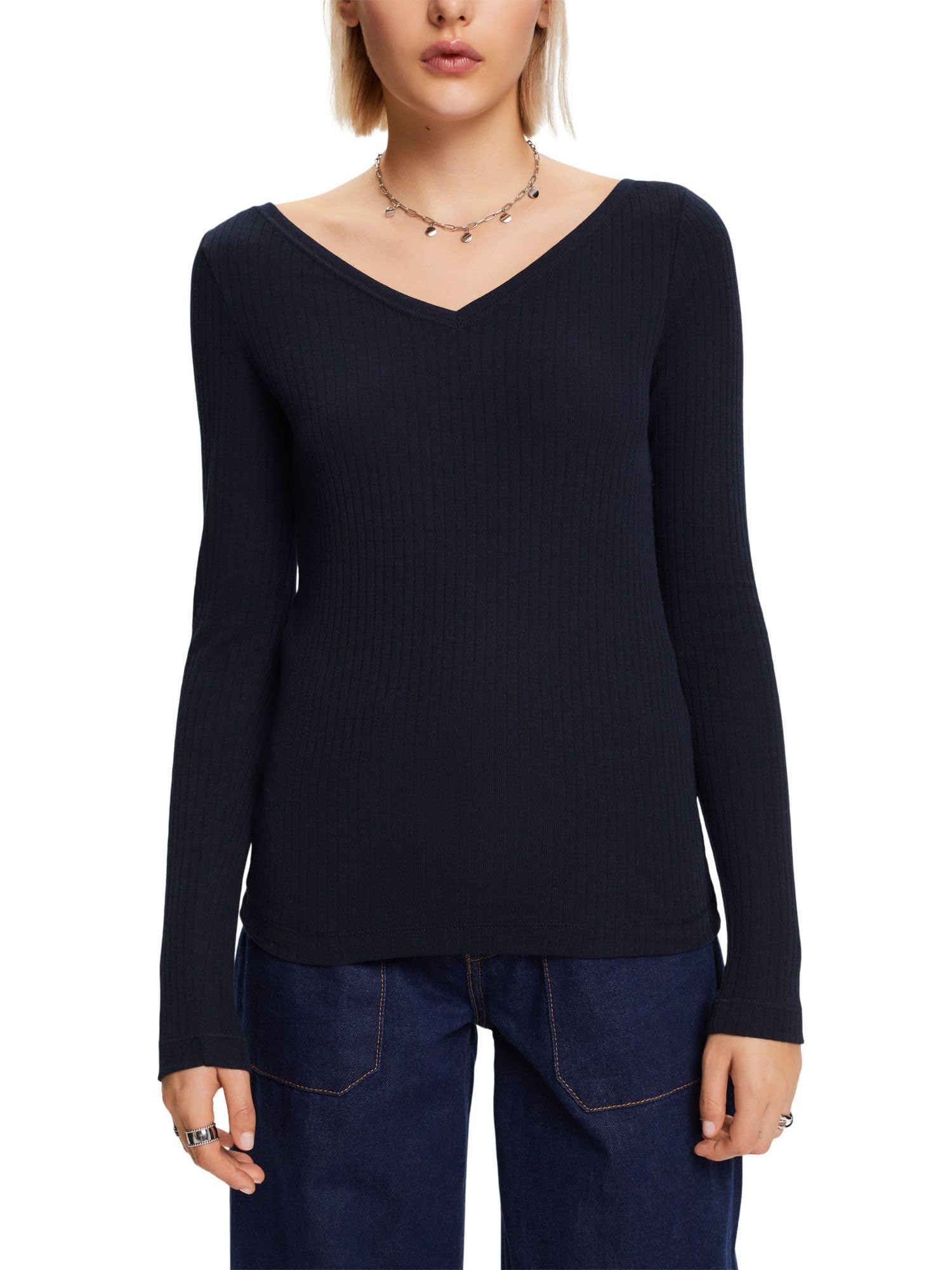 ESPRIT Women's 103EE1K328 T-Shirt, 400/NAVY,