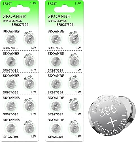 Miniatura 1 de SKOANBE Paquete de 20 pilas de botón de reloj 1.5V SR927SW LR926 395 399 AG7
