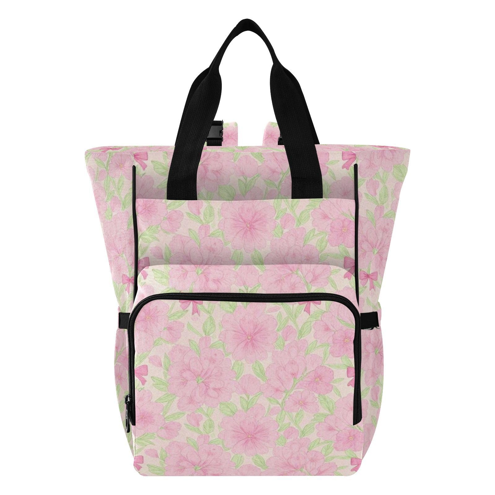 Zaino da viaggio per neonata/ragazzo, ortensie, fiori, fiocchi, rosa
