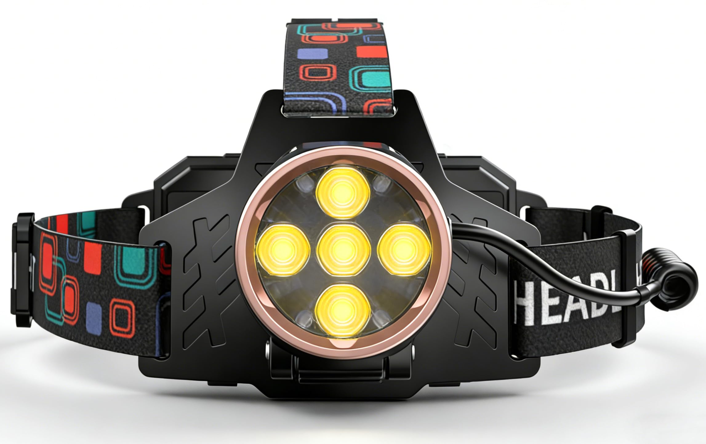 LED ヘッドライトUSB充電式メインLEDビーズ5個,4モードデジタル電力量超高輝度高ルーメン明るい強力LEDヘッドランプセンサーヘッドランプヘルメットランプ電池交換可能大容量電池Type-C電池式と長時間防水防災キャンプ夜釣り登山作業用