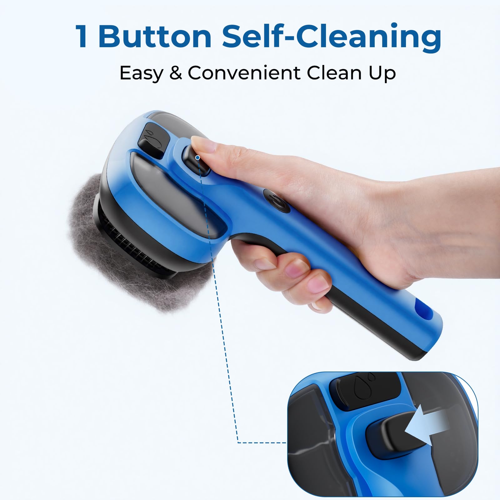pecute Spazzola a Vapore per Gatti, Spazzola a Vapore per Cani, Funzione Nebbia Densa e Nebbia Fine, Non Riscalda, Epilazione con un Clic, Peli Lunghi e Corti, Serbatoio dell'acqua Visibile,Blu