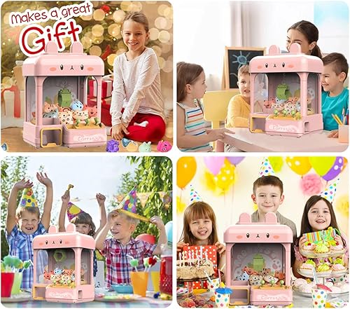 Miniatura 5 de cxjoigxi Mini máquina de garras para niños con premios, control de volumen y cuenta regresiva de 60 segundos, 2 modos de fuente de alimentación,