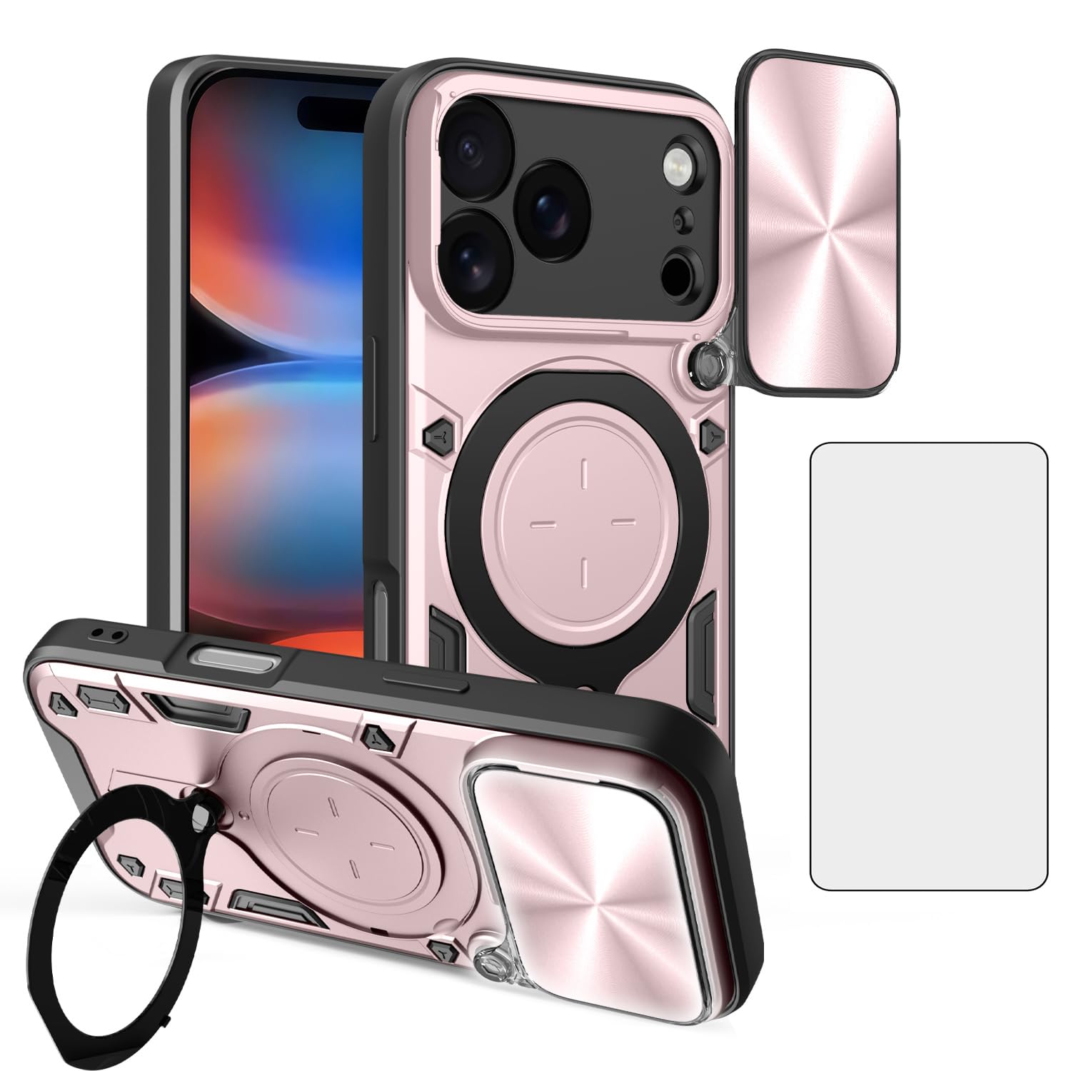 Coque iPhone 17 Pro antichoc avec anneau de support métallique - 8