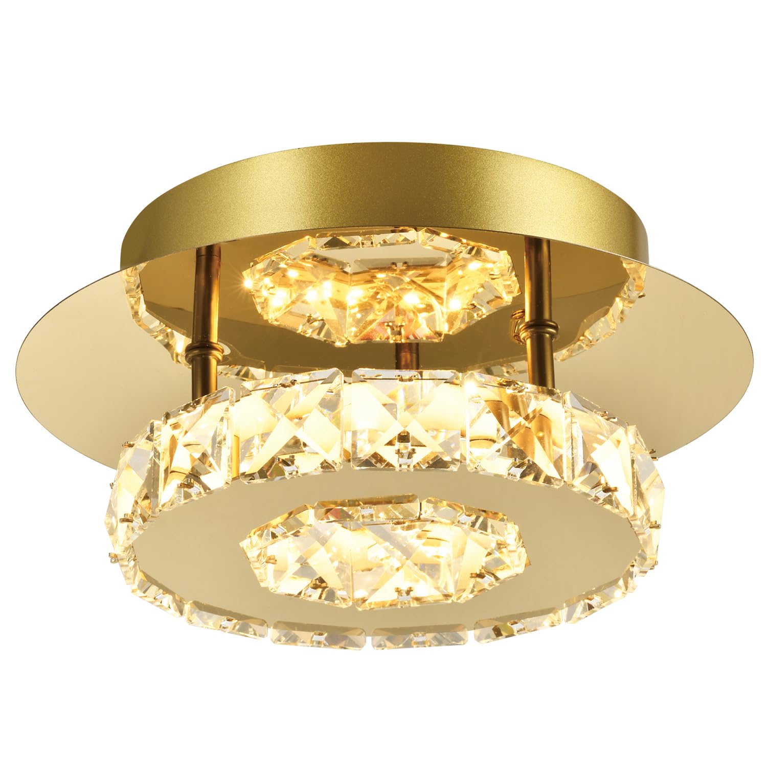 Happy Homewares Gold Modern Led Ceiling Light With Plated Metal And Clear Crystal Glass Beads | X 22Cm | 12W 573 Lumens Warm White Led | Ip20 Double Insulated By 9Cm
