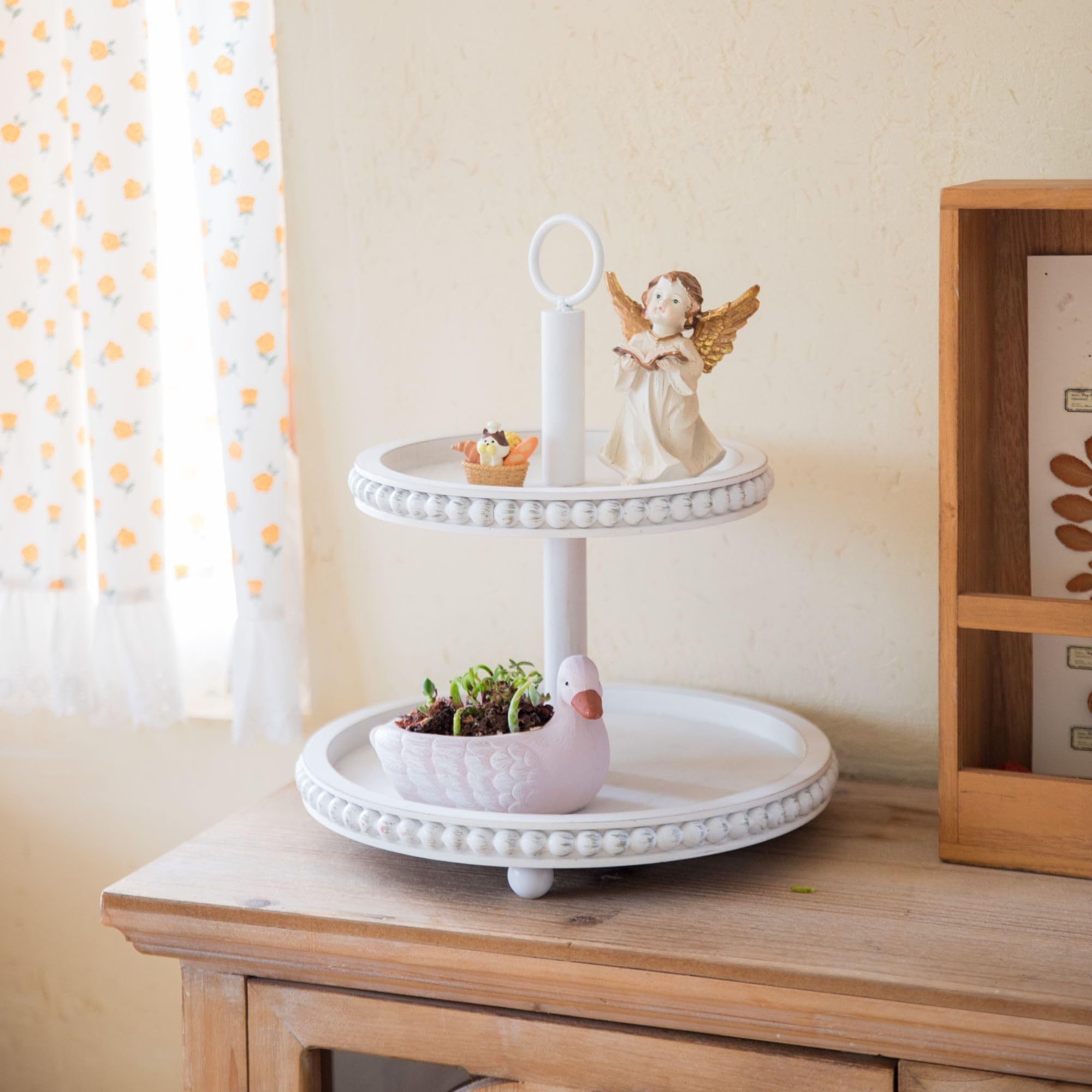Lavender Inspired Farmhouse 2 Tiered Tray, Distressed Wood