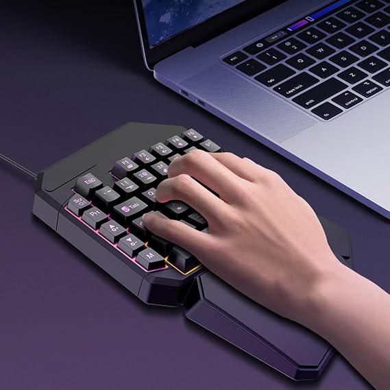 Programmable Hand Keyboard - Ergonomic Cell Phone Keypad, Professional Gaming Controller Keypad | Daily Entertainment Keyboard, Compact One-handed Keyboard for Increased Productivity