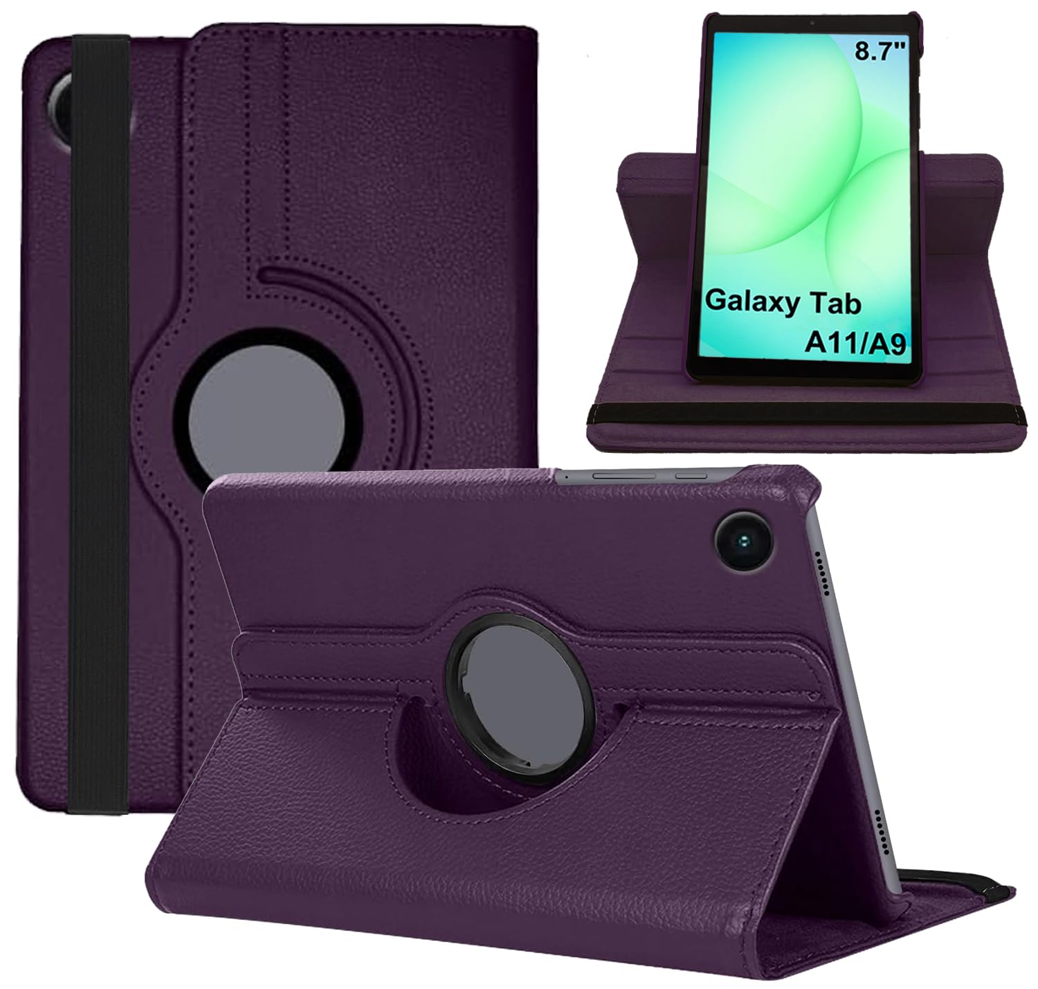 Dlahaby Hülle für Samsung Galaxy Tab A11 8,7 Zoll 2025/Galaxy Tab A9 8,7 Zoll 2023,360° Drehbar mit Standfunktion Schutzhülle Kompatibel mit Samsung A9 / A11 Tablet,Lila