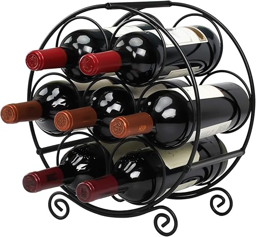 TreeLen Estante de vino para encimera, soporte organizador de vino para 7 botellas, soporte de almacenamiento de vino de pie sin metal, soporte para