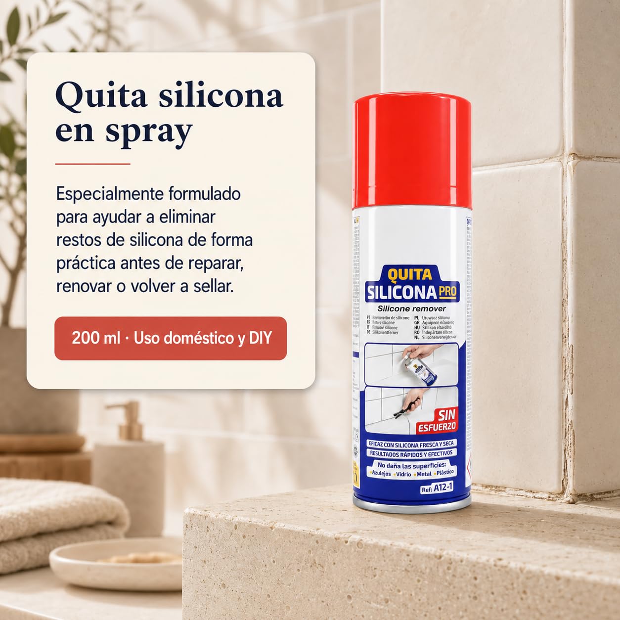 Quitasiliconas en Spray 200 ml para Silicona Fresca y Seca, Pack de 12
