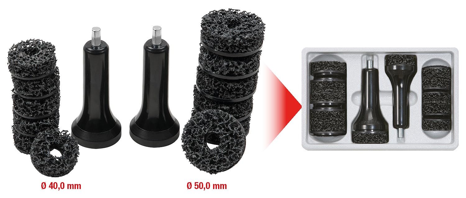 KS Tools 100.4080 Zestaw tarcz szlifujących do piast z rozpórką, ø 40 / 50 mm, 14-szt