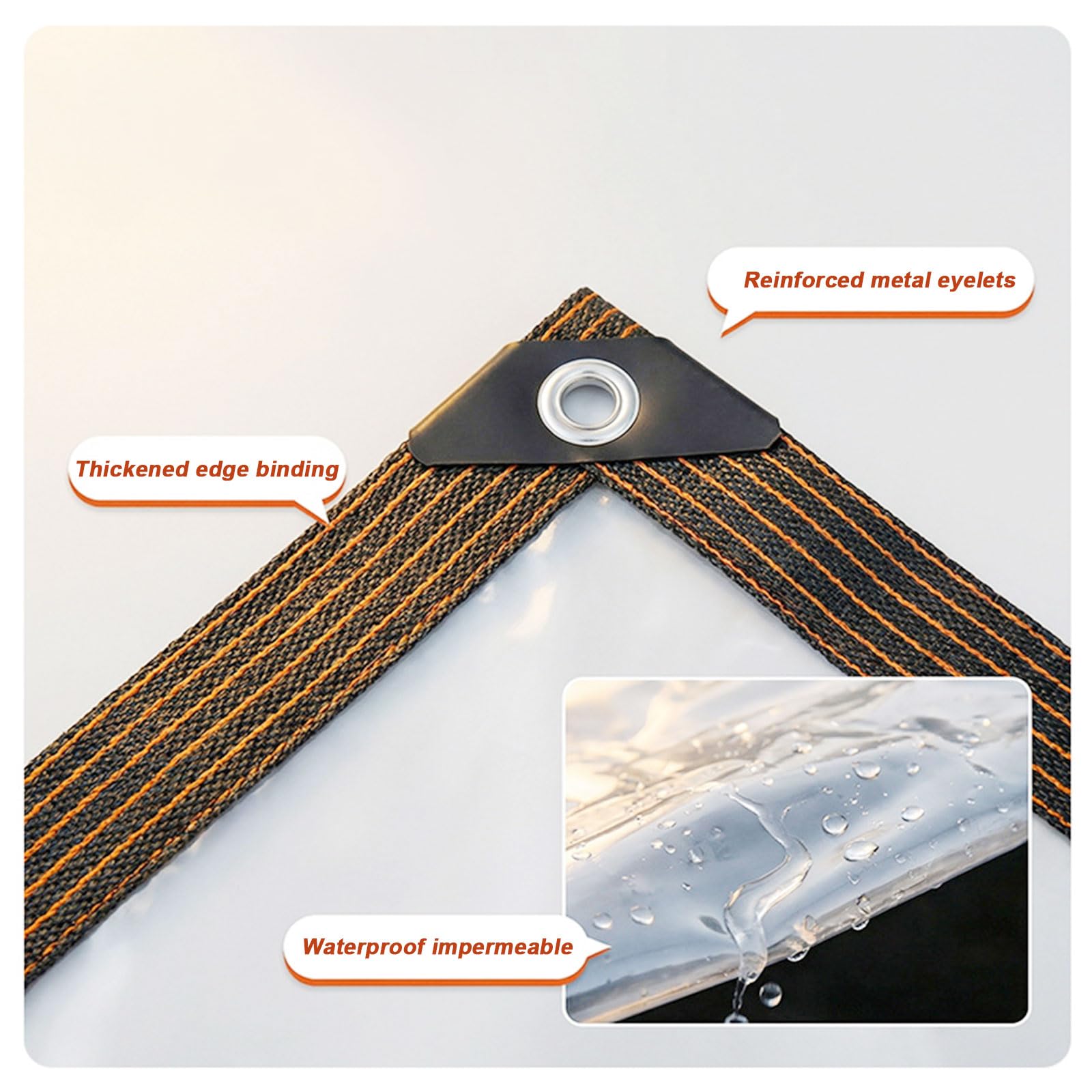 Telone Trasparente per Esterno 220 x 220 cm Trasparente, Impermeabile, con Occhielli Telo di Protezione Multiuso, Antistrappo, Antipioggia per Esterno Giardino Gazebo, Bianco