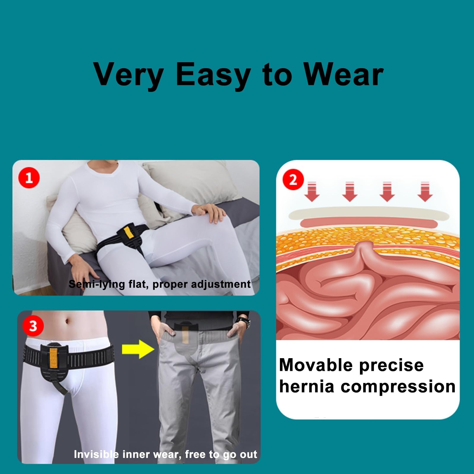 Cintura Ernia Inguinale Uomo, Cinta Erniaria per Lato Sinistro o Destro con Cuscinetto di Compressione Rimovibile, Recupero Pre-Post-operatorio e Prevenzione, Nero