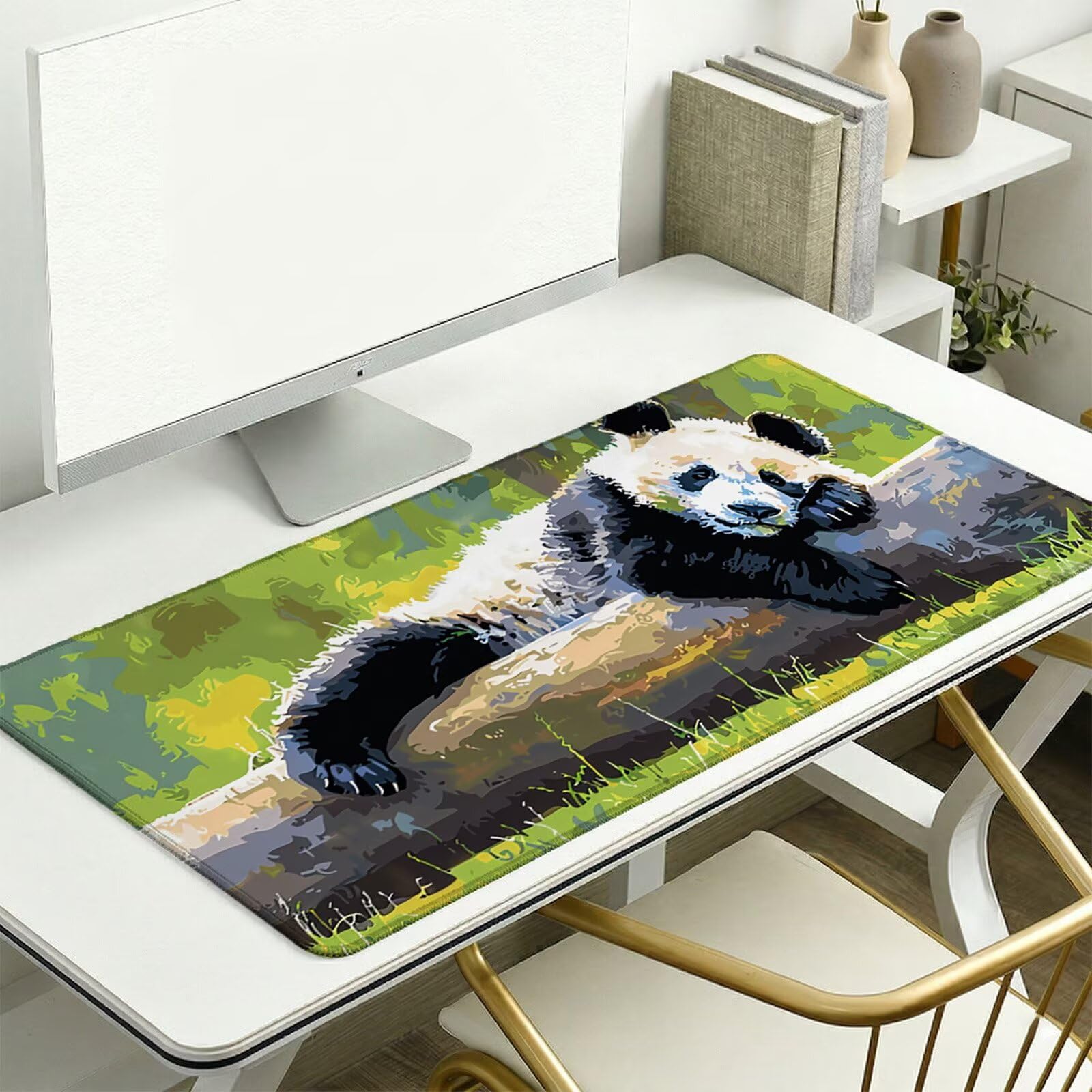 Sottomano Scrivania Grande 1200 x 600 x 3 mm Foresta Tappetino Tastiera Computer con Base Antiscivolo e Bordi Cuciti, Protezione Impermeabile, per Lavoro/Casa/PC Gamer, Regali (Panda Gigante) L-x6716