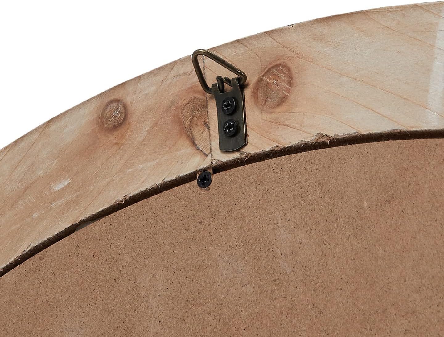 Creative Co-Op Round Wood Framed Wall Mirror, Natural and White