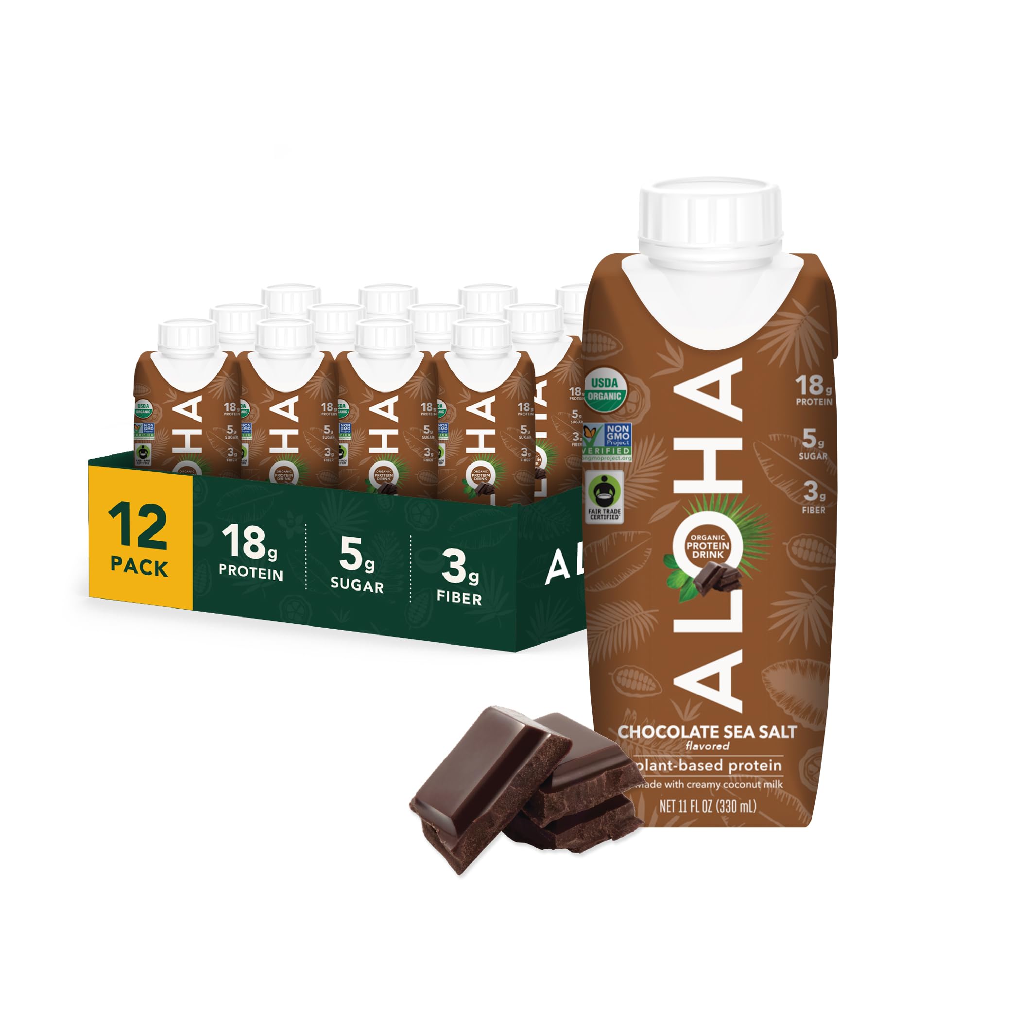 Amazon.com: ALOHA Organic Protein Drink, Chocolate Sea Salt, Low