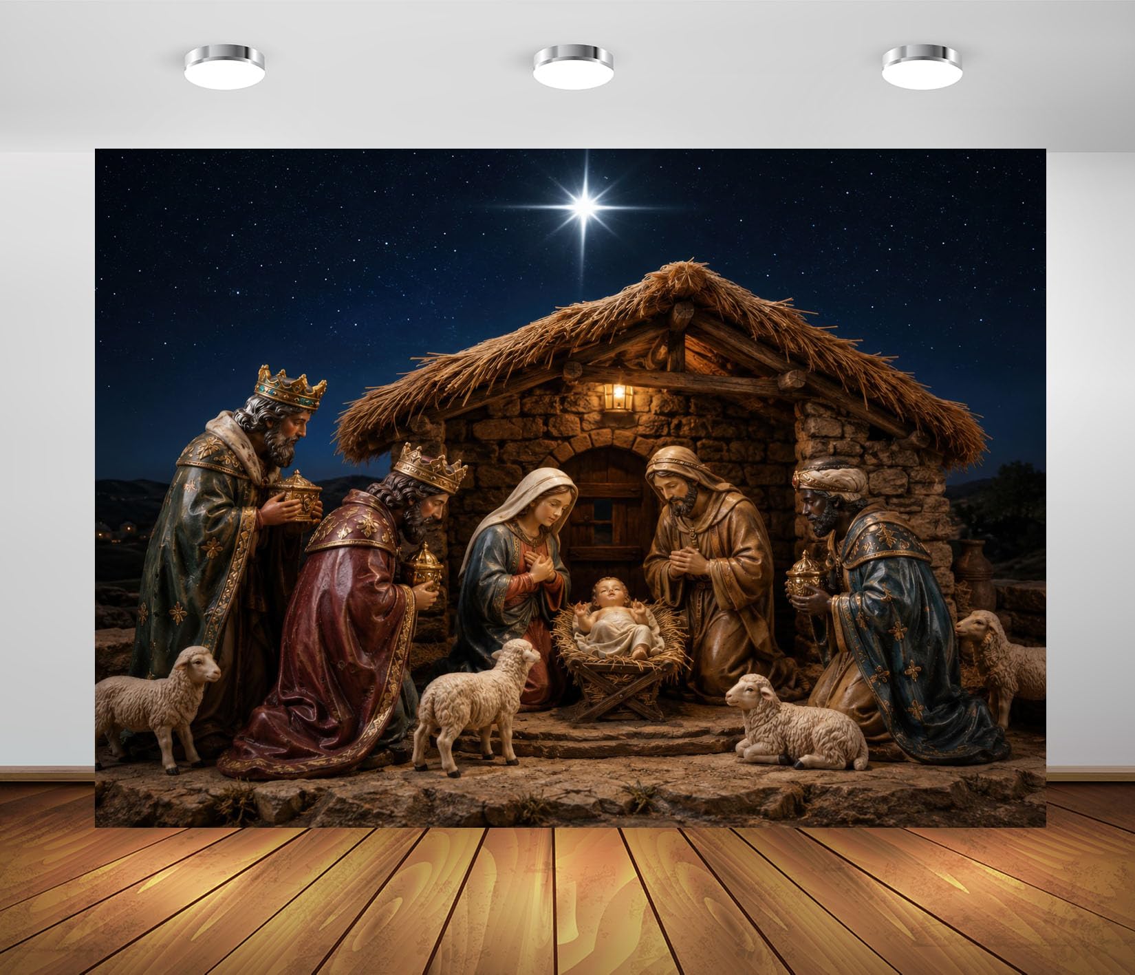 BELECO 3x2.5m Sfondo in tessuto scena presepe stella di Natale