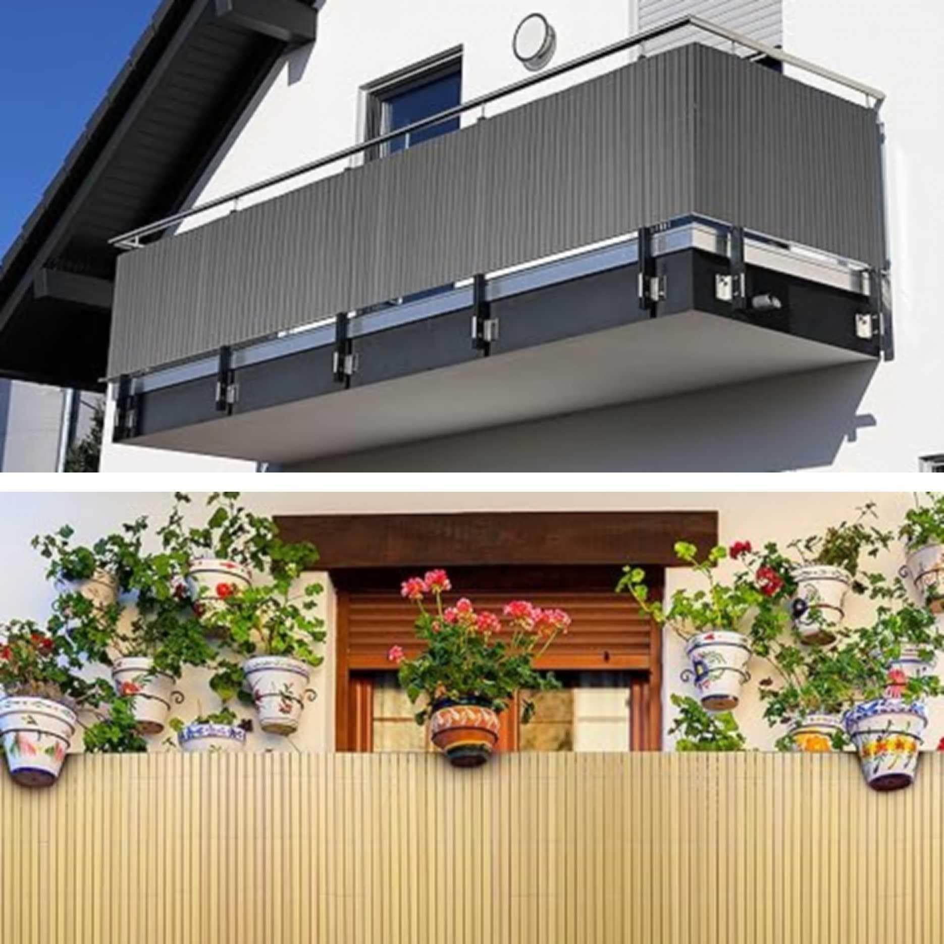 JORON PVC Sichtschutzmatte, Balkon Sichtschutz mit Kabelbindern, Sichtschutzzaun Wasserdicht Windschutz für Garten, Balkon und Terrasse (Anthrazit, 120x500cm)