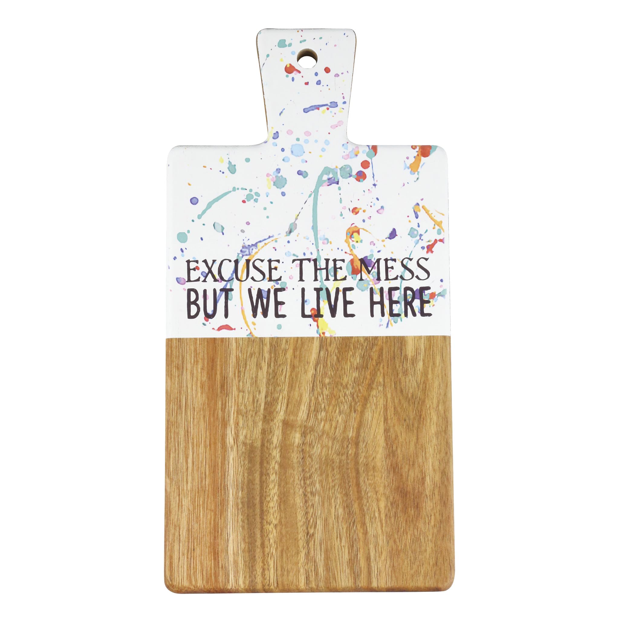 Enesco Our Name is Mud Excuse The Mess Splatter Cutting Board, 12 by 6 Inch, Multicolor