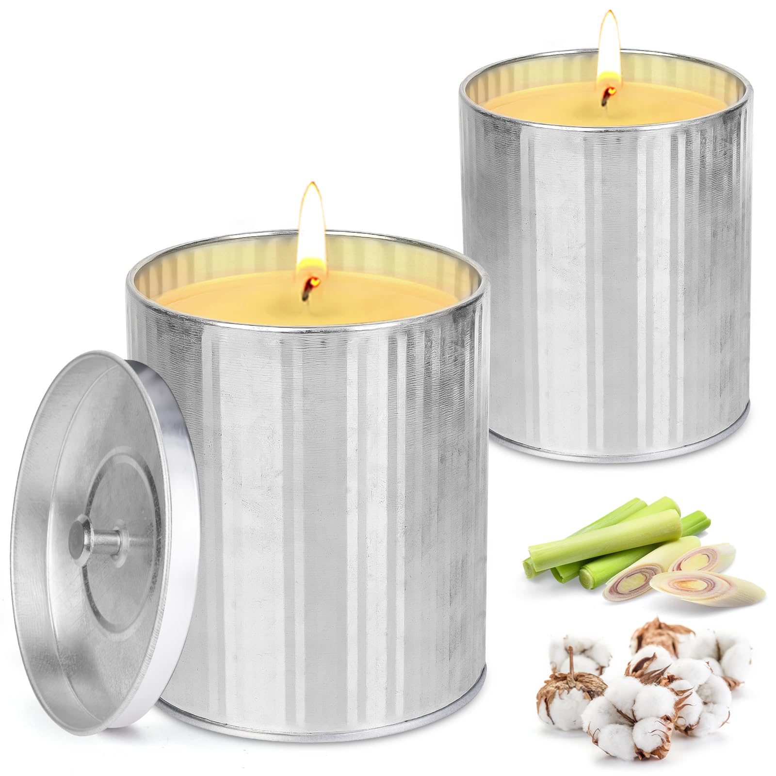 Świece Citronella Outdoor, 2 sztuki, 100-120 godzin na zewnątrz, Wosk Sojowy, Cytrynowy, Pudełko Prezentowe