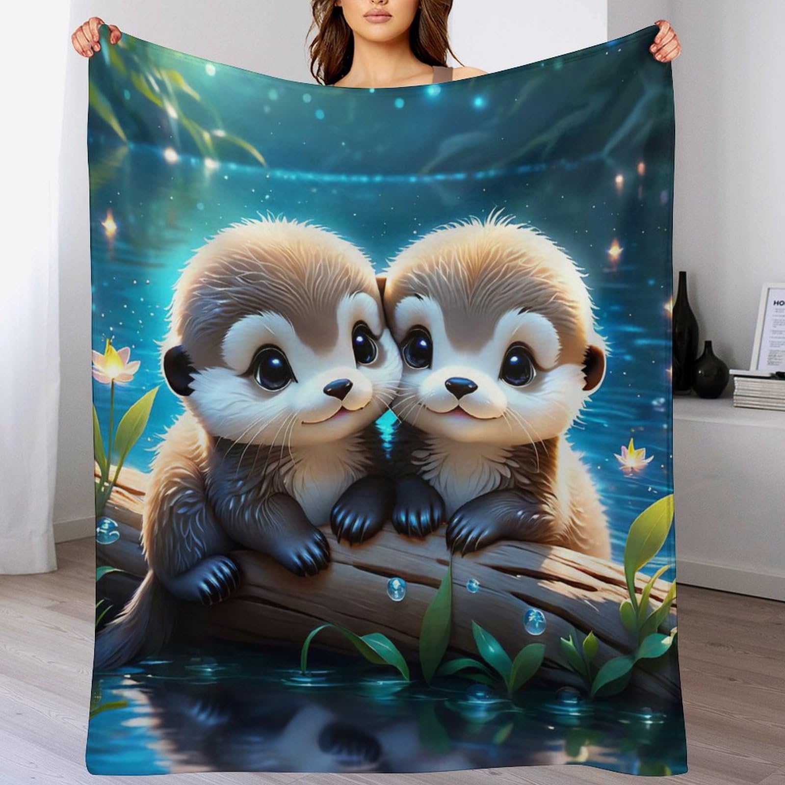 Couverture polaire loutre de 150x200cm, le cadeau doux et confortable