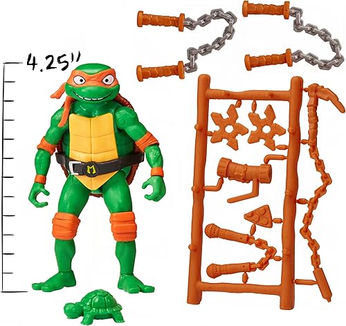 Miniatura 4 de Teenage Mutant Ninja Turtles Mutant Mayhem - Figura de acción básica de Michelangelo de 4.25 pulgadas por Playmates Toys