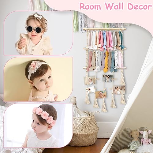 Miniatura 4 de Soporte para diadema organizador de lazos para el cabello para niñas, diademas de bebé, organizador de accesorios para el cabello con 20 ganchos de