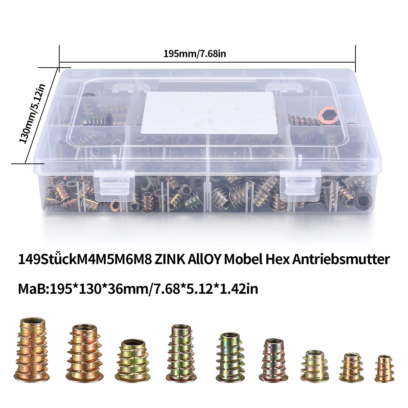 Viti Legno 100 Dadi A Esagono Incassato Per Legno - M4, M5, M6, M8 Per Mobili E Fai-da-te Dadi Avvitamento