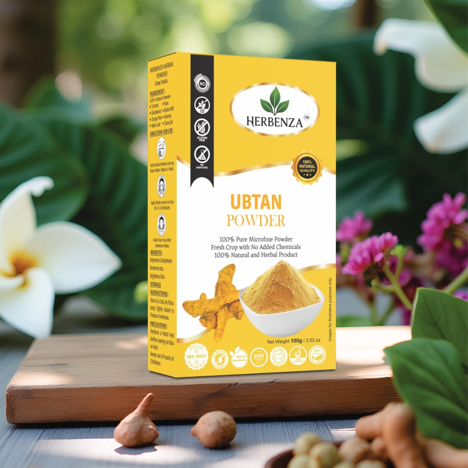 Herbenza Ubtan Powder, 100% Natural Microfine Face Pack and Body Scrub, Chemical-Free Herbal Formula with Turmeric, Sandalwood, Orange Peel, Neem Leaf, 100g-image-36