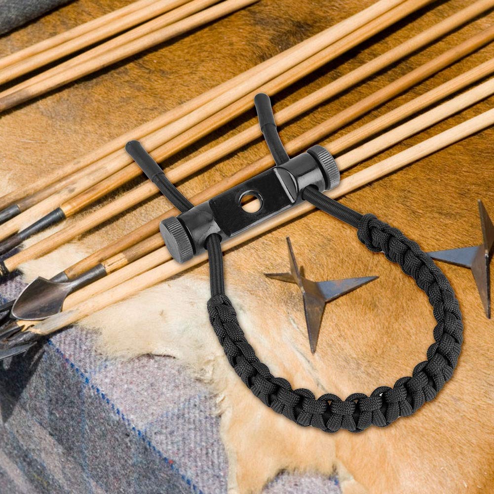 Zerone Bow Wrist Sling,1Pc Archery Adjustable Durable Leather Compound Bow Wrist Sling (Black) - Image 4