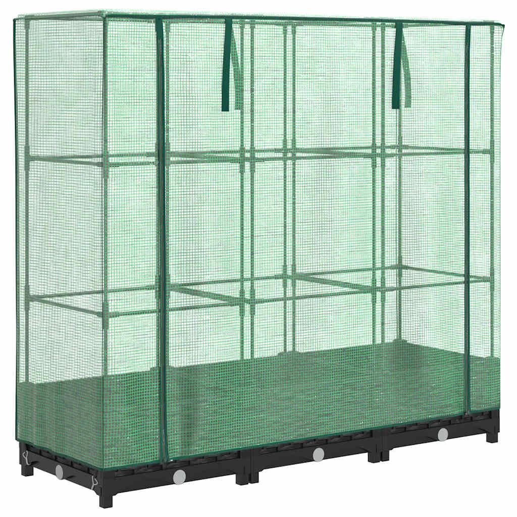 Vidaxl Black Raised Bed With Greenhouse Cover Rattan Look 120X40x123 Cm