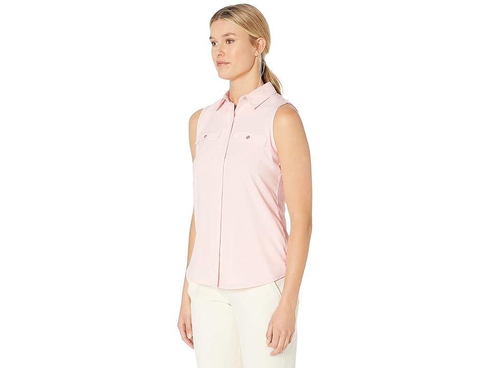 

Tommy Hilfiger Collared Button Front Sleeveless Blouse (Ballerina Pink) Women's Blouse