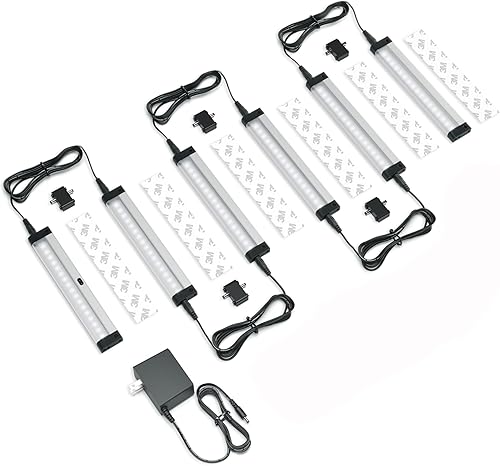 Miniatura 1 de Nuevo Kit de iluminación LED EShine para colocar debajo de los gabinetes, 6 paneles, 7 pulgadas, atenuable, activado por el movimiento de la mano,