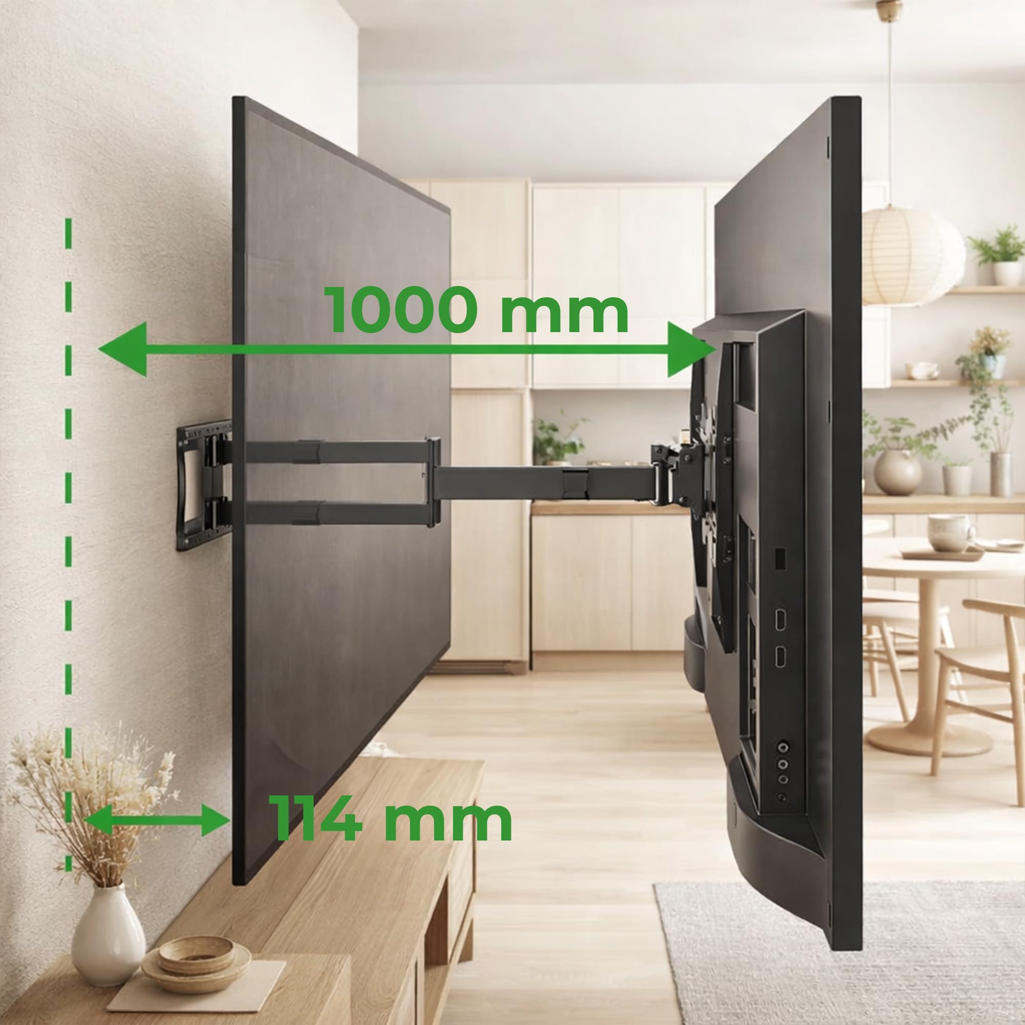 TiTon Double 100 cm Uchwyt ścienny do telewizora, obrotowy, uchylny 80kg, VESA max.600 czarny
