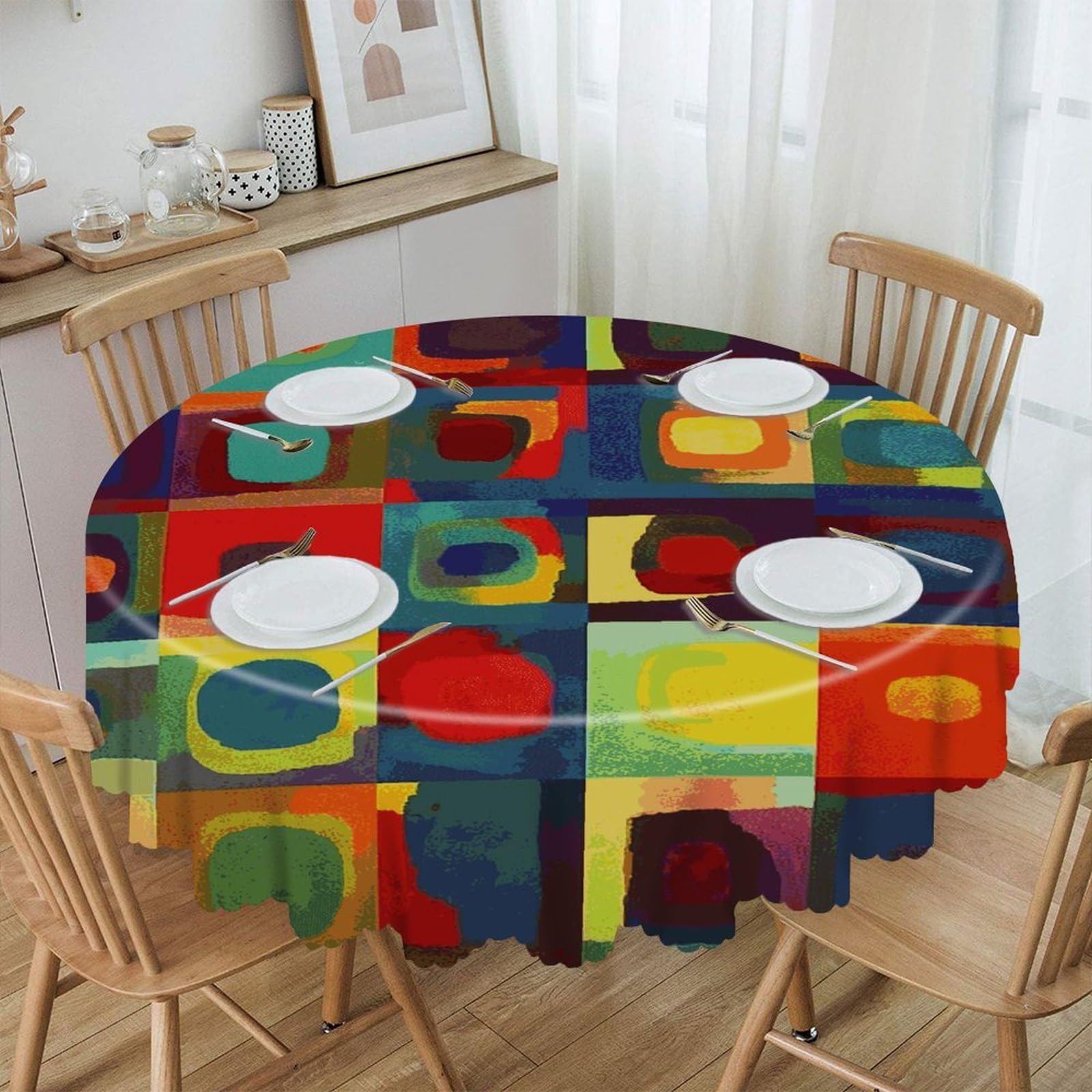 VstaDank - 60 inch round tablecloth easy clean round thick decorative polyester tablecloth for dining kitchen party farmhouse outdoor