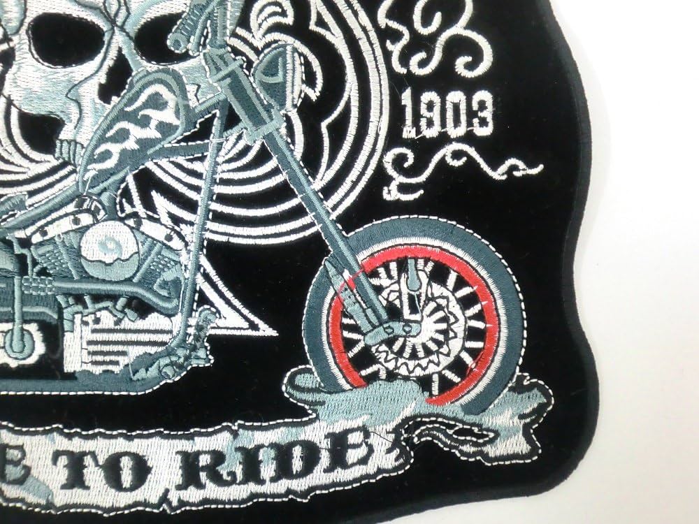 未使用　つなぎ　ブラック　ドクロ　かっこいい　刺繍　XL ワッペン 大きい アイロン 刺繍 ドクロ R.I.P 斧 ビッグ パッチ