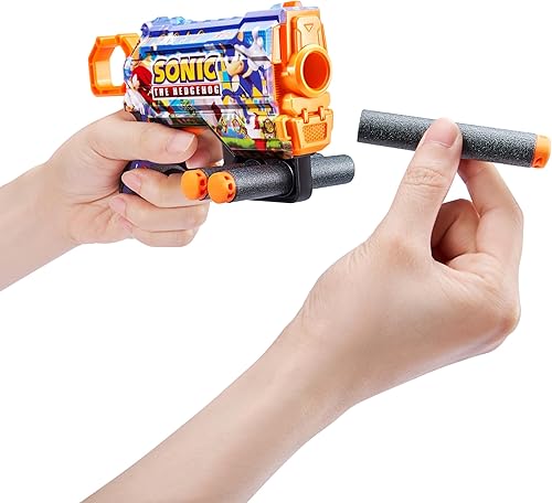 Miniatura 6 de X-Shot Skins Menace - Sonic Mega (paquete de 2 + 16 dardos) por ZURU, fácil recarga, tecnología de dardos de bolsillo de aire, lanzador de dardos de