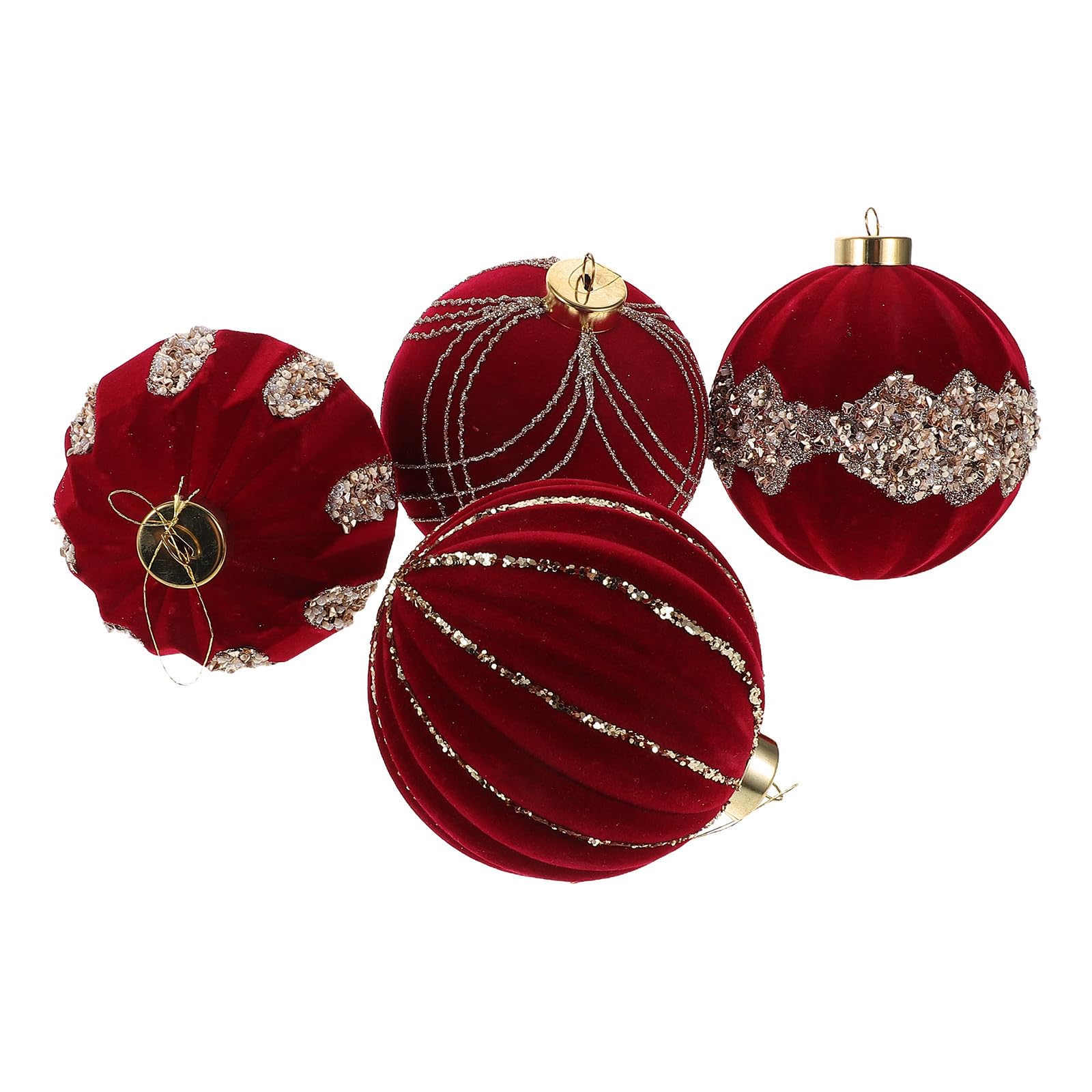 TOYANDONA 16 Stück Bruchsichere Christbaumkugeln 10cm Rot aus Kunststoff | Weiche Samtoberfläche, Wiederverwendbar und Funkelnd, für Festliche Feiern und Selbstgemacht Bastelarbeiten