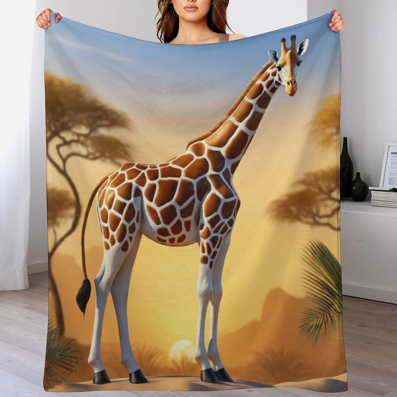 Couverture polaire girafe idée cadeau réconfortant plaid flannel doux pour canapé
