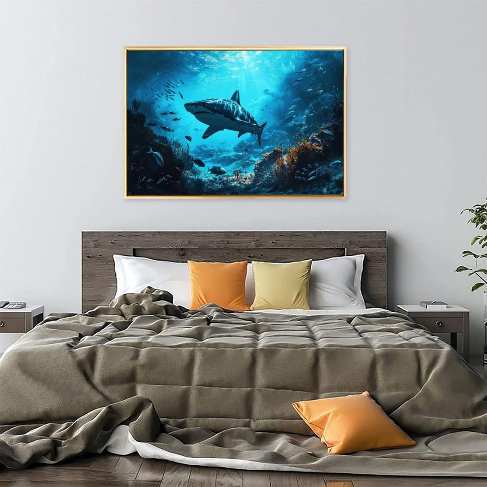 波とサメの油絵 【公式通販】