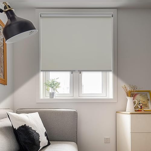 Miniatura 2 de Changshade Cortina enrollable de tela sin cordón, con bloqueo de luz para ventanas con aislamiento térmico, protección UV, persianas enrollables