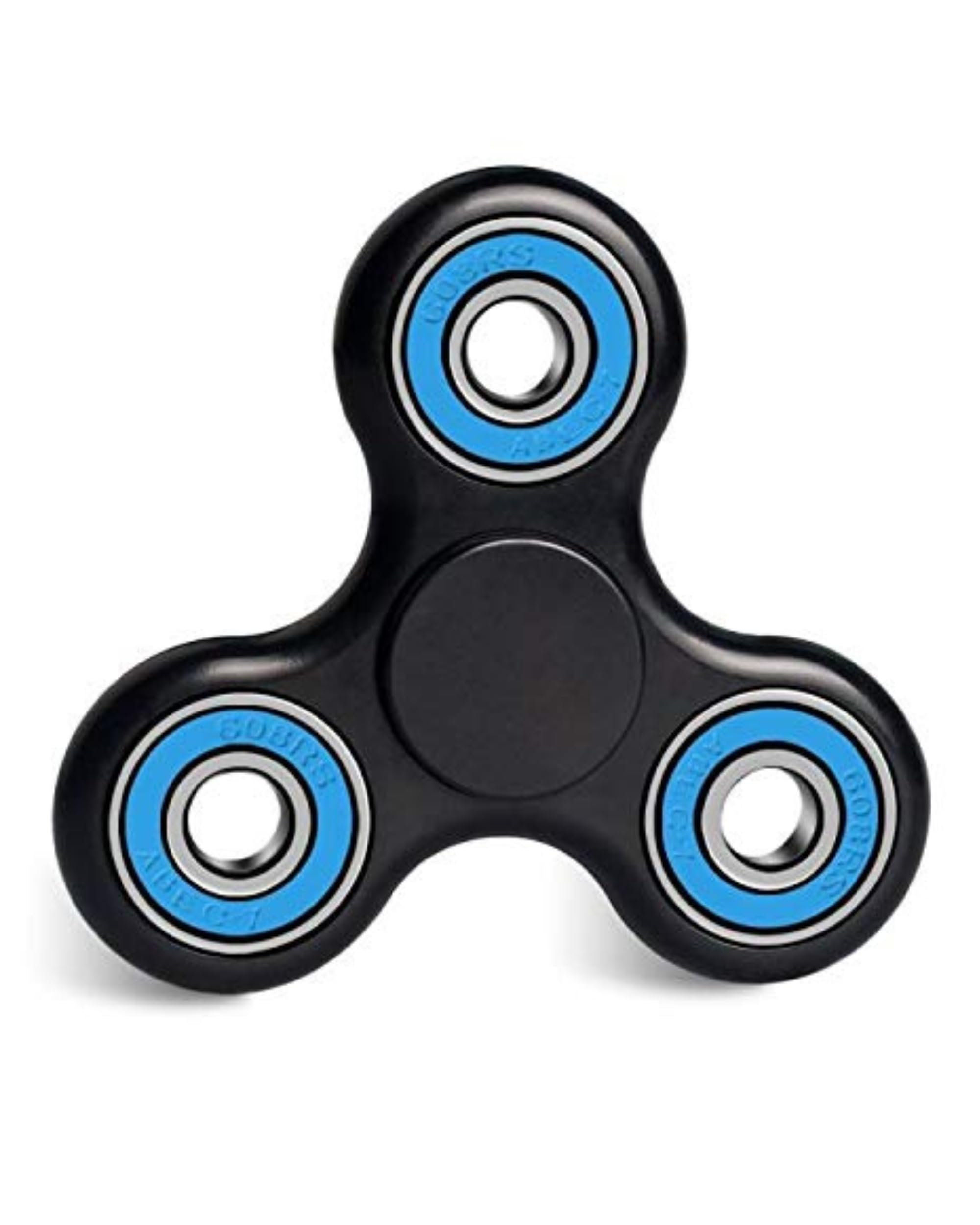 Premsons® Hand Spinner Desk Toy - High Speed Smooth Finger Spin Sensory Fidget Stress Relief Game Play for Kids & Adults - Birthday Party Gift - Four Bearing - Black + Blue Bearing