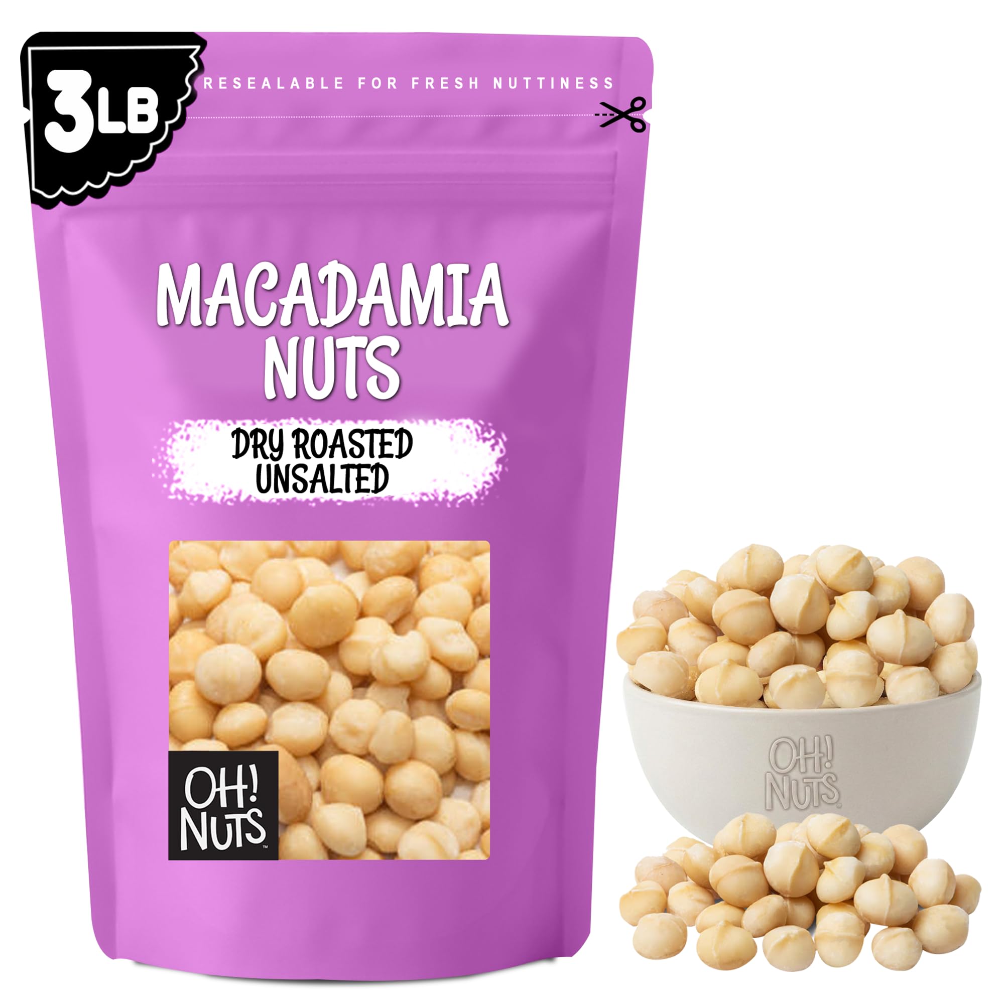 Amazon.com : Oh! Nuts Macadamia Nuts - 3 lb - Dry Roasted Unsalted