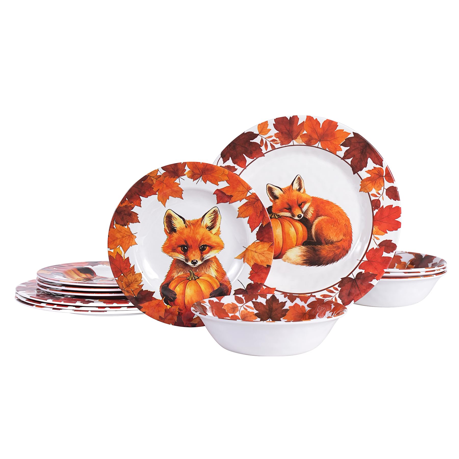Fall Fox Melamine Dinnerware Set